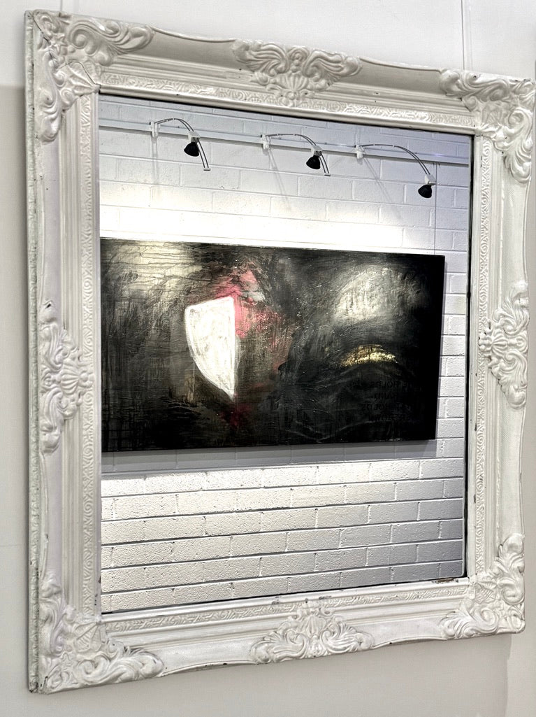 Vintage White Ornate Mirror