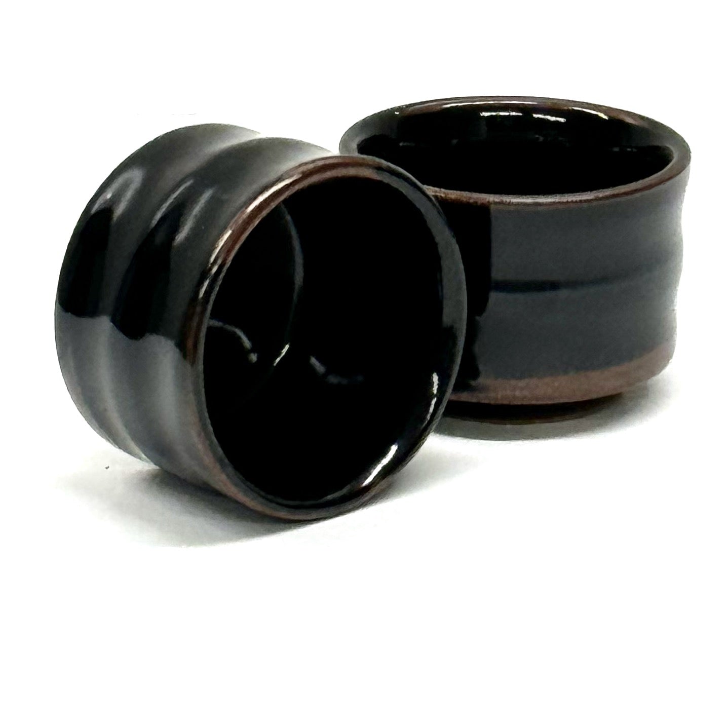 Black Glaze Sake Cup (Ridged Tenmokku)