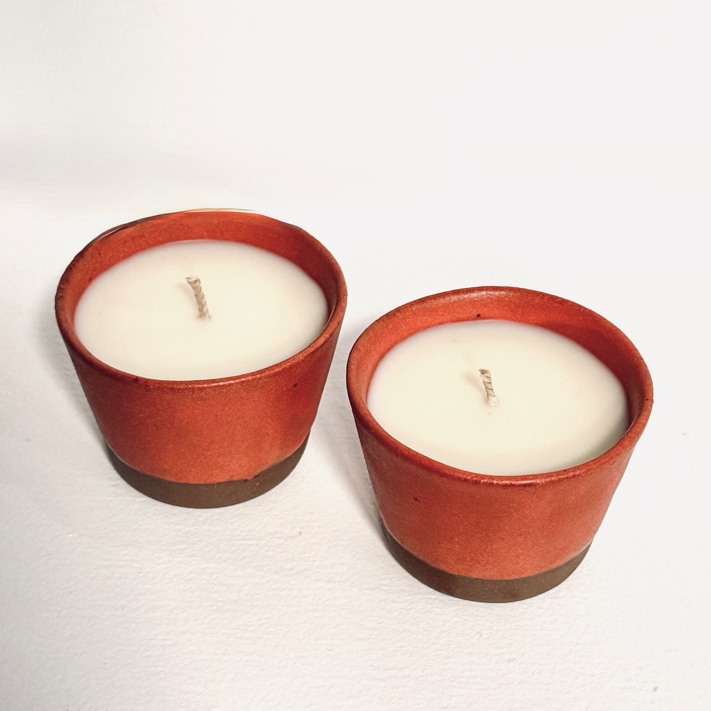 Coral Ceramic Teacup Candle