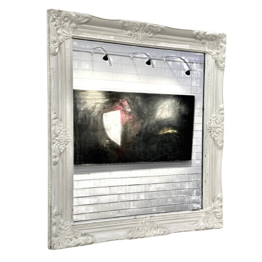 Vintage White Ornate Mirror
