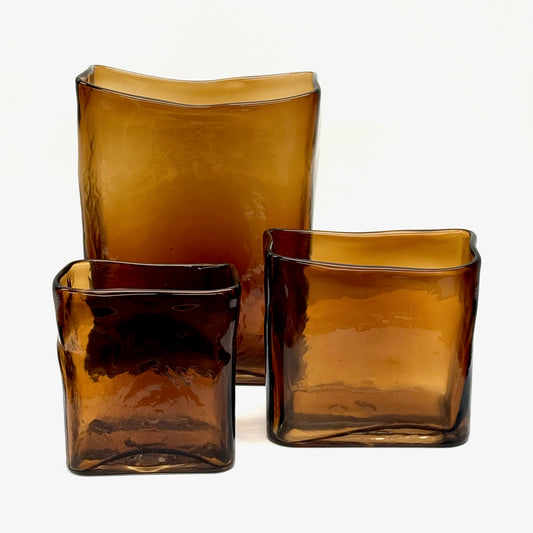 Handcast Glass Block Vase