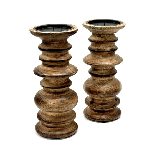 Wooden Candlesticks (Rounded)